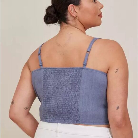 Torrid Linen Blend Button-Front Crop Tank Size 1X - Picture 2 of 16